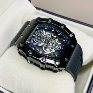 Richard Black Belt Skeleton Watch