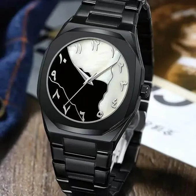 Men's Marble Dial Black Arabic Aura Watch