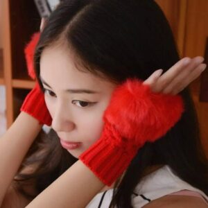 Warm Fingerless Gloves - 1 Pair Wolt & Fur Fingerless Gloves Women's Winter Accessory