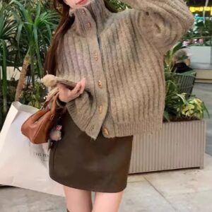 Japanese and Korean Style Lazy Style turtleneck Sweater Women's Winter Retro Loose Small warm Sweater All - Match Coat Trendy