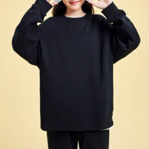 Solid Color Round Neck Thin Korean Sweatshirt