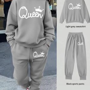 2 Pcs Women's Polyester Fleece Printed Tracksuit