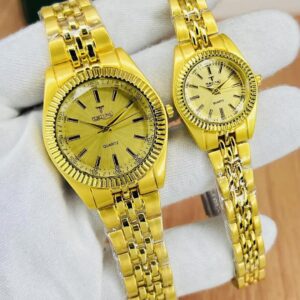 Elegant Unisex Quartz Watch Set - 2 Pcs Couple Timepleces