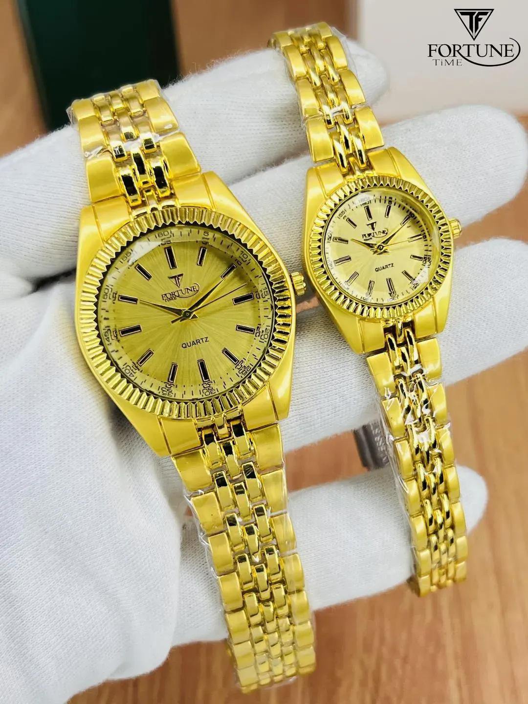 Elegant Unisex Quartz Watch Set - 2 Pcs Couple Timepleces