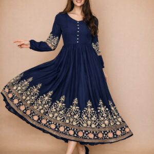 3 Pcs Women's Stitched Chiffon Embroidered Maxi And Trouser