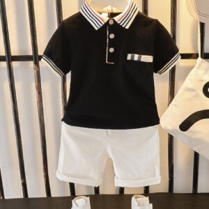 Boy's Summer Clothes Suit Children's Baby Children's Clothes Boy's Summer Polo Shirt 2 - Piece Sets Baby's Summer Clothes